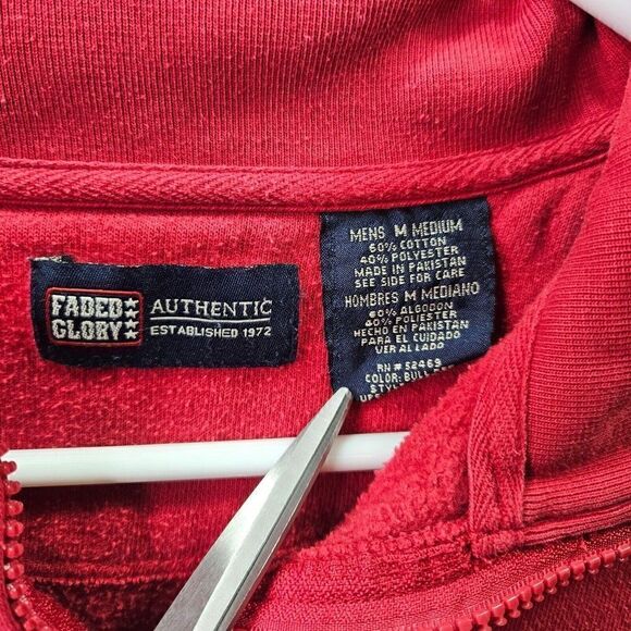Vintage Faded Glory Sweater Mens Medium Red 1/4 Zip Up Long Sleeve Pullover - Picture 7 of 10